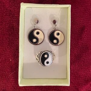 Yin and Yang Earrings and Ring Set